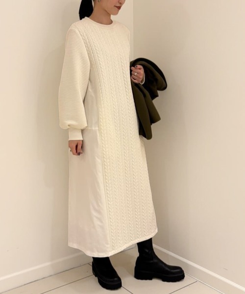 ADORE(アドーア)の「◆ジャガードジャージーワンピース(ワンピース・レディース・ブラック/ホワイト・38)」の18枚目の写真