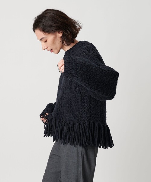 UNITED ARROWS】 ループ フリンジ オーバー ニットカーディガン 別注