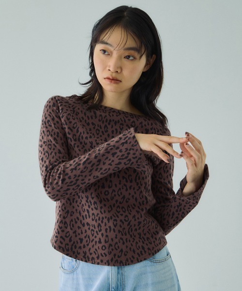 VICKY（ビッキー）の「アニマルソウガラボートネックプルオーバー≪手洗い可能≫（Tシャツ/カットソー・レディース・ブラック系その他/グレー系その他/ブラウン系その他/ベージュ系その他・M）」の3枚目の写真