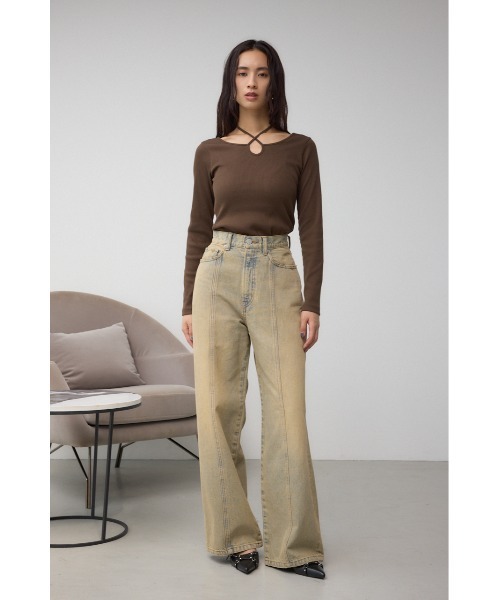 AZUL by moussy（アズールバイマウジー）の「AZUL DENIM ヴィンテージワイドデニム（デニムパンツ・レディース・ライトブルー・SMALL/MEDIUM）」の9枚目の写真