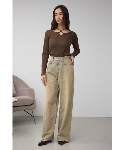 AZUL by moussy（アズールバイマウジー）の「AZUL DENIM ヴィンテージワイドデニム（デニムパンツ・レディース・ライトブルー・SMALL/MEDIUM）」の10枚目の写真