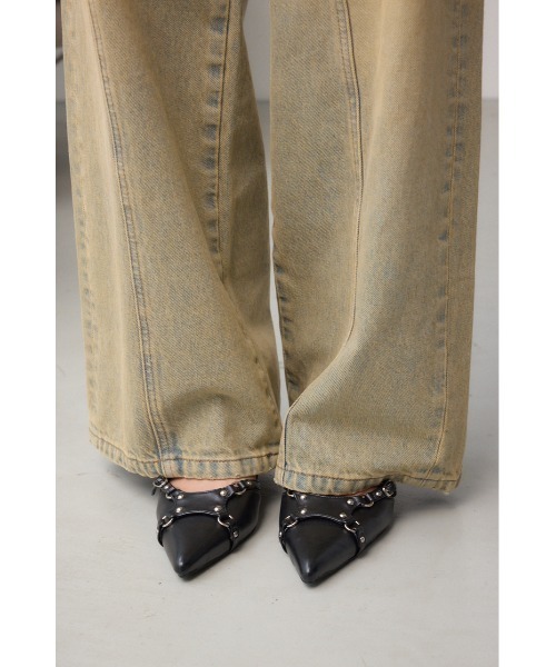 AZUL by moussy（アズールバイマウジー）の「AZUL DENIM ヴィンテージワイドデニム（デニムパンツ・レディース・ライトブルー・SMALL/MEDIUM）」の7枚目の写真