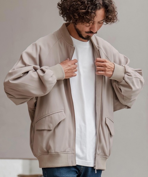 CAMBIO（カンビオ）の「mj11205-ルーズシルエットボンバーブルゾン（ブルゾン・メンズ・グレイッシュベージュ/オリーブ/ブラック・M/L/XL）」の8枚目の写真