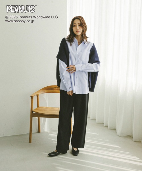 GLOBAL WORK（グローバルワーク）の「PEANUTS/ストライプ刺繍シャツ/591296（シャツ/ブラウス・レディース・ブルー系その他/イエロー系その他・MEDIUM/LARGE）」の19枚目の写真