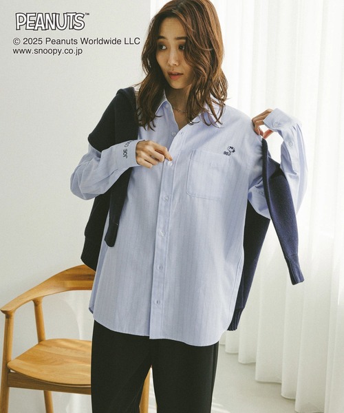 GLOBAL WORK（グローバルワーク）の「PEANUTS/ストライプ刺繍シャツ/591296（シャツ/ブラウス・レディース・ブルー系その他/イエロー系その他・MEDIUM/LARGE）」の21枚目の写真