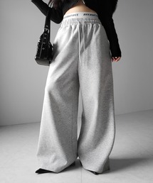 me+em select(�~�[���Z���N�g)�́y �Qcolor �z�E�G�X�g�O�����W���S�X�E�F�b�g���C�h�p���c �^ waist grunge logo sweat wide pants(�X�E�F�b�g�p���c)