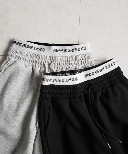 me+em select（ミームセレクト）の「【 ２color 】ウエストグランジロゴスウェットワイドパンツ ／ waist grunge logo sweat wide pants（スウェットパンツ・レディース・グレー/ブラック・FREE）」の3枚目の写真