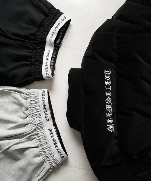 me+em select（ミームセレクト）の「【 ２color 】ウエストグランジロゴスウェットワイドパンツ ／ waist grunge logo sweat wide pants（スウェットパンツ・レディース・グレー/ブラック・FREE）」の4枚目の写真