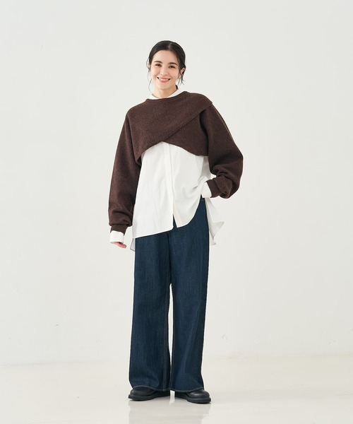 collex（コレックス）の「2WAYショートニットプルオーバー（ニット/セーター・レディース・ブラウン/アイボリー/ブラック・フリー）」の7枚目の写真