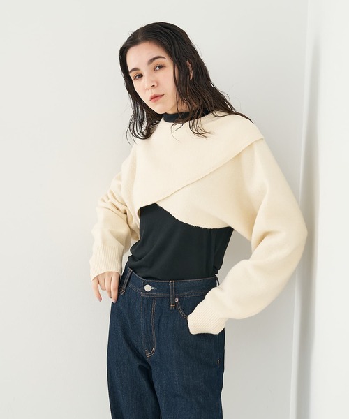 collex（コレックス）の「2WAYショートニットプルオーバー（ニット/セーター・レディース・ブラウン/アイボリー/ブラック・フリー）」の22枚目の写真