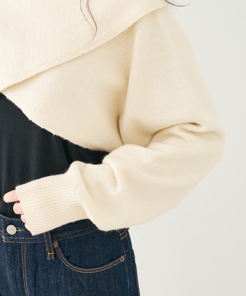 collex（コレックス）の「2WAYショートニットプルオーバー（ニット/セーター・レディース・ブラウン/アイボリー/ブラック・フリー）」の17枚目の写真