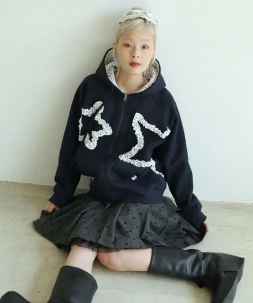 【Uglyshadow】FLOWER STAR HOODED ZIPUP / 【アグリーシャドウ】フラワースターフードジップアップパーカー