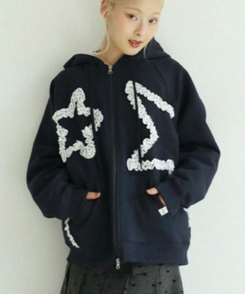 セール】【Uglyshadow】FLOWER STAR HOODED ZIPUP / 【アグリー