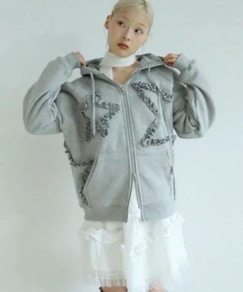 セール】【Uglyshadow】FLOWER STAR HOODED ZIPUP / 【アグリー