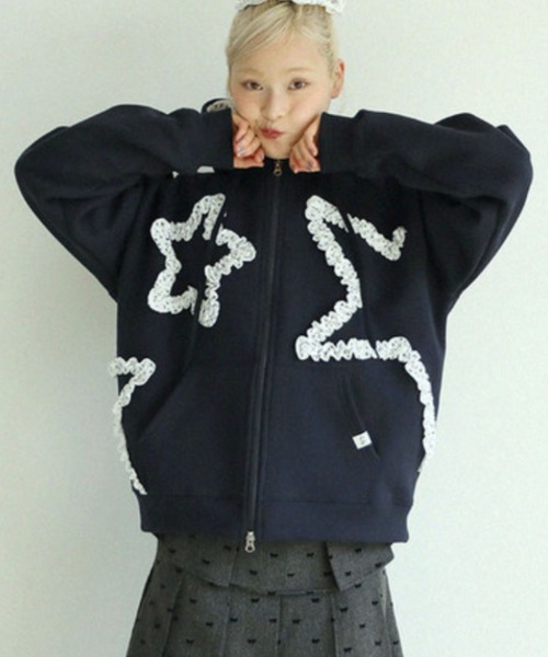 セール】【Uglyshadow】FLOWER STAR HOODED ZIPUP / 【アグリー