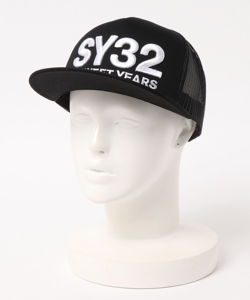 SY32 by SWEET YEARS（エスワイサーティトゥバイスィートイヤーズ）の「【RES】【SY32 by SWEET YEARS】ロゴ刺繍メッシュキャップ（キャップ・メンズ・ブラック/ホワイト/ホワイト系その他/ブラック系その他/カモフラージュ・FREE）」の7枚目の写真