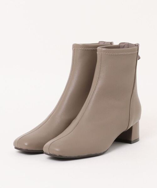 MELMO(メルモ)の「ストレッチショートブーツ(ブーツ・レディース・サンドベージュ/ブラック・22.5cm/24.0cm/23.5cm/23.0cm/24.5cm)」の2枚目の写真