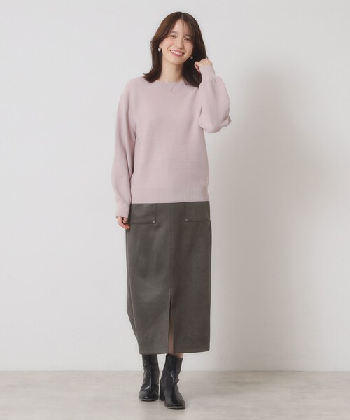 ITS'DEMO（イッツデモ）の「【マシンウォッシャブル／ウエストゴム】カットスエードスカート（スカート・レディース・ベージュ/ブラウン系その他/チャコールグレー・00）」の5枚目の写真