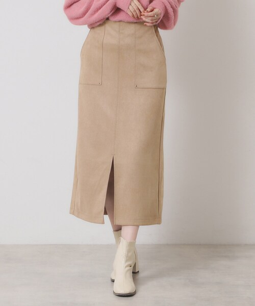 ITS'DEMO（イッツデモ）の「【マシンウォッシャブル／ウエストゴム】カットスエードスカート（スカート・レディース・ベージュ/ブラウン系その他/チャコールグレー・00）」の8枚目の写真
