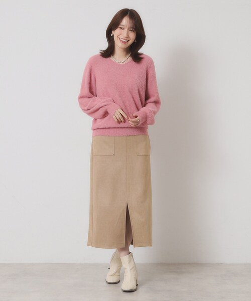 ITS'DEMO（イッツデモ）の「【マシンウォッシャブル／ウエストゴム】カットスエードスカート（スカート・レディース・ベージュ/ブラウン系その他/チャコールグレー・00）」の9枚目の写真