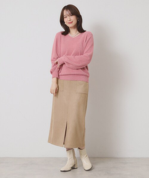 ITS'DEMO（イッツデモ）の「【マシンウォッシャブル／ウエストゴム】カットスエードスカート（スカート・レディース・ベージュ/ブラウン系その他/チャコールグレー・00）」の10枚目の写真