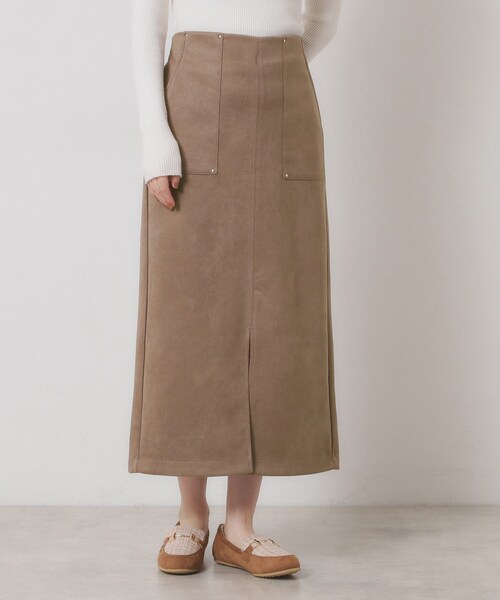 ITS'DEMO（イッツデモ）の「【マシンウォッシャブル／ウエストゴム】カットスエードスカート（スカート・レディース・ベージュ/ブラウン系その他/チャコールグレー・00）」の12枚目の写真