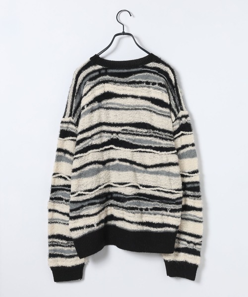 JEANASIS(ジーナシス)の「7Gランダムボーダープルオーバー/617270(ニット/セーター・レディース・レッド系その他/ネイビー系/ブラック系その他・FREE)」の4枚目の写真