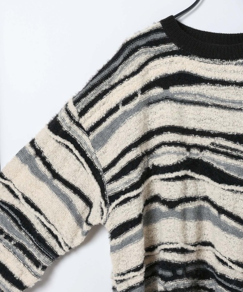 JEANASIS(ジーナシス)の「7Gランダムボーダープルオーバー/617270(ニット/セーター・レディース・レッド系その他/ネイビー系/ブラック系その他・FREE)」の6枚目の写真