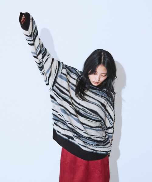 JEANASIS(ジーナシス)の「7Gランダムボーダープルオーバー/617270(ニット/セーター・レディース・レッド系その他/ネイビー系/ブラック系その他・FREE)」の13枚目の写真