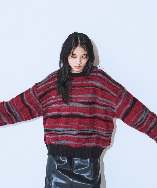 JEANASIS(ジーナシス)の「7Gランダムボーダープルオーバー/617270(ニット/セーター・レディース・レッド系その他/ネイビー系/ブラック系その他・FREE)」の19枚目の写真