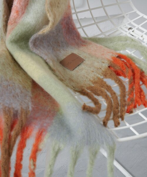 Kastane(カスタネ)の「チェックマフラー(マフラー・レディース・カーキ/ブラウン/ピンク・FREE)」の16枚目の写真