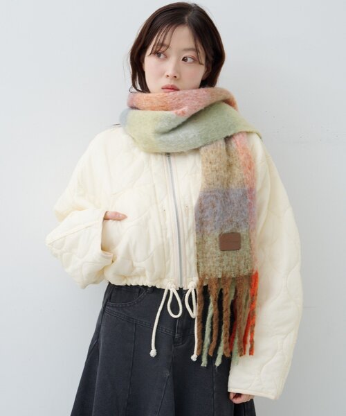 Kastane(カスタネ)の「チェックマフラー(マフラー・レディース・カーキ/ブラウン/ピンク・FREE)」の19枚目の写真