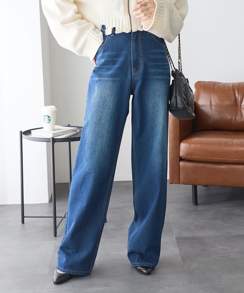 ReDial(リダイアル)の「ルーズストレートデニム(デニムパンツ・レディース・ケミカルウォッシュ/ブラック/ブルー・M/L/LL/3L)」の17枚目の写真