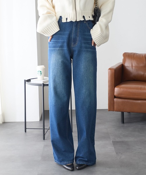 ReDial(リダイアル)の「ルーズストレートデニム(デニムパンツ・レディース・ケミカルウォッシュ/ブラック/ブルー・M/L/LL/3L)」の18枚目の写真