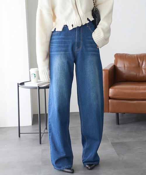 ReDial(リダイアル)の「ルーズストレートデニム(デニムパンツ・レディース・ケミカルウォッシュ/ブラック/ブルー・M/L/LL/3L)」の22枚目の写真