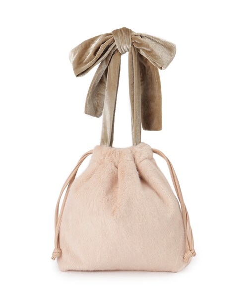 couture brooch（クチュールブローチ）の「ベロアリボンフェイクファートートバッグ（トートバッグ・レディース・ブラック/アイボリー/ベビーピンク・00）」の3枚目の写真