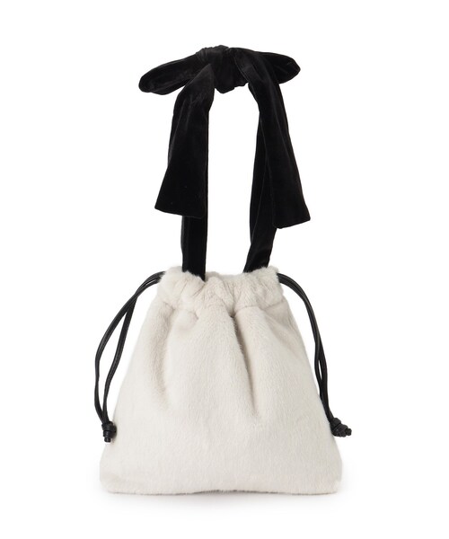 couture brooch（クチュールブローチ）の「ベロアリボンフェイクファートートバッグ（トートバッグ・レディース・ブラック/アイボリー/ベビーピンク・00）」の4枚目の写真