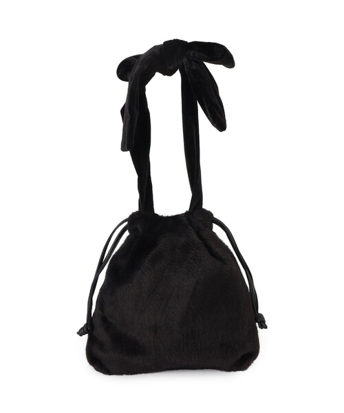 couture brooch（クチュールブローチ）の「ベロアリボンフェイクファートートバッグ（トートバッグ・レディース・ブラック/アイボリー/ベビーピンク・00）」の5枚目の写真