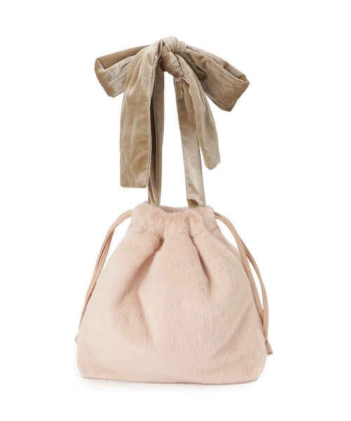 couture brooch（クチュールブローチ）の「ベロアリボンフェイクファートートバッグ（トートバッグ・レディース・ブラック/アイボリー/ベビーピンク・00）」の8枚目の写真