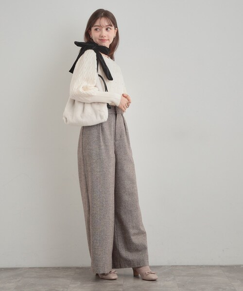 couture brooch（クチュールブローチ）の「ベロアリボンフェイクファートートバッグ（トートバッグ・レディース・ブラック/アイボリー/ベビーピンク・00）」の17枚目の写真