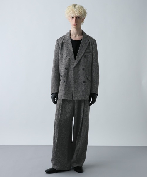 SET UP対応】ツイードダブルジャケット(HARE)（テーラードジャケット
