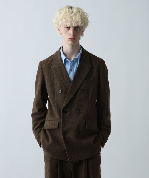 SET UP対応】ツイードダブルジャケット(HARE)（テーラードジャケット