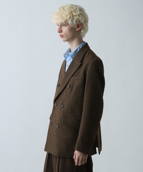 SET UP対応】ツイードダブルジャケット(HARE)（テーラードジャケット