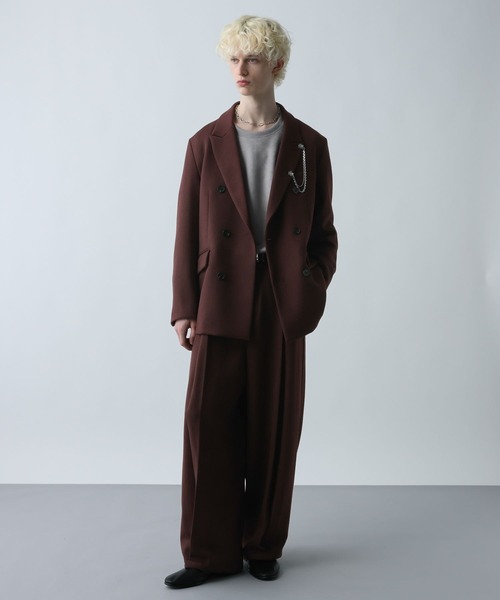 SET UP対応】ツイードダブルジャケット(HARE)（テーラードジャケット