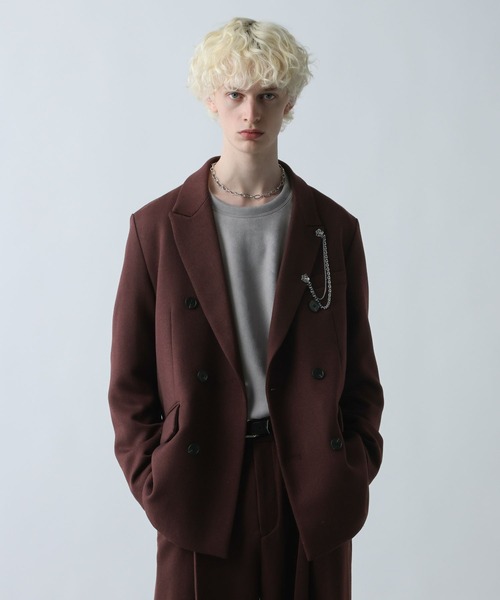 SET UP対応】ツイードダブルジャケット(HARE)（テーラードジャケット