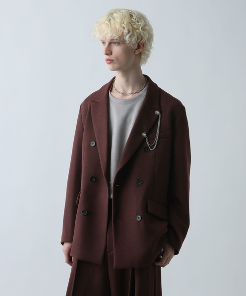 SET UP対応】ツイードダブルジャケット(HARE)（テーラードジャケット