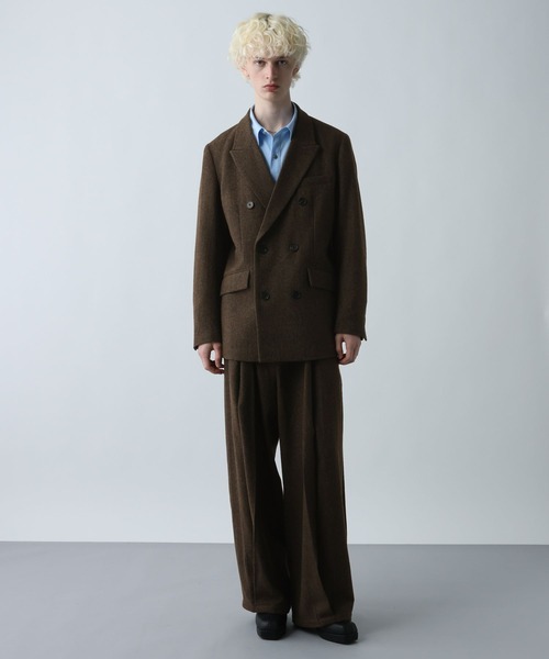 SET UP対応】ツイードダブルジャケット(HARE)（テーラードジャケット