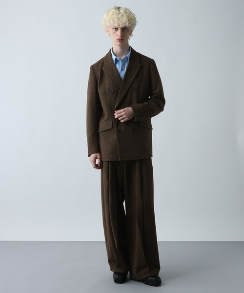 セール】【SET UP対応】ツイードダブルジャケット(HARE)（テーラード