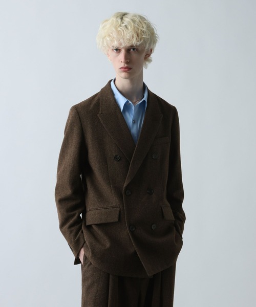 セール】【SET UP対応】ツイードダブルジャケット(HARE)（テーラード