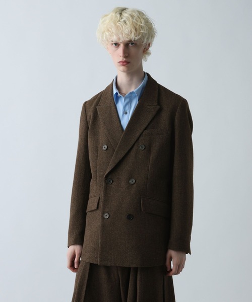 SET UP対応】ツイードダブルジャケット(HARE)（テーラードジャケット